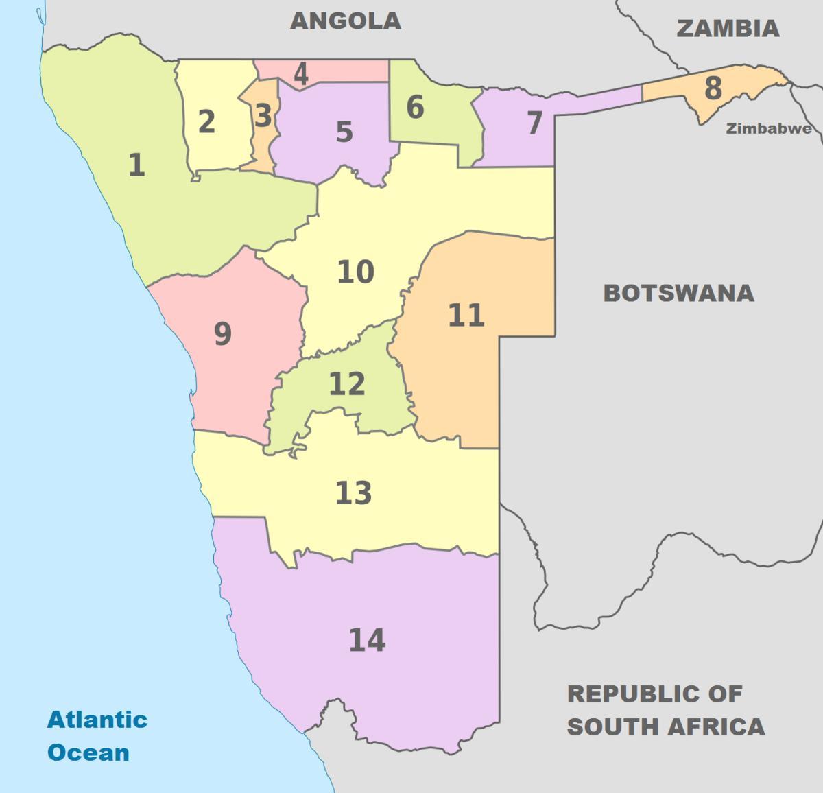 პოლიტიკური რუკა ნამიბია