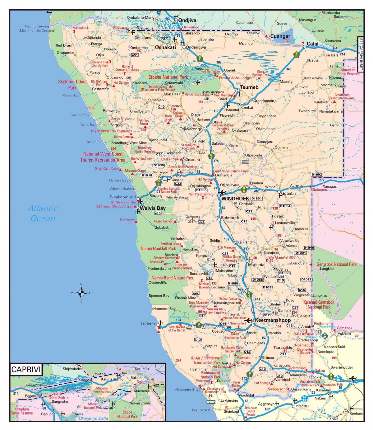 ნამიბიაში გზების რუკა