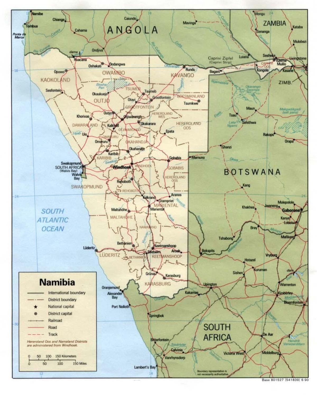 ნამიბიის რუკა ყველა ქალაქები